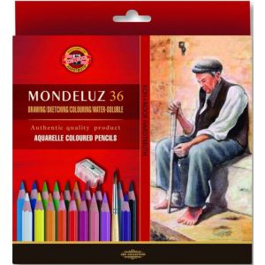 Kredki akwarelowe Koh-i-Noor Mondeluz, 36 kolorów + pędzel